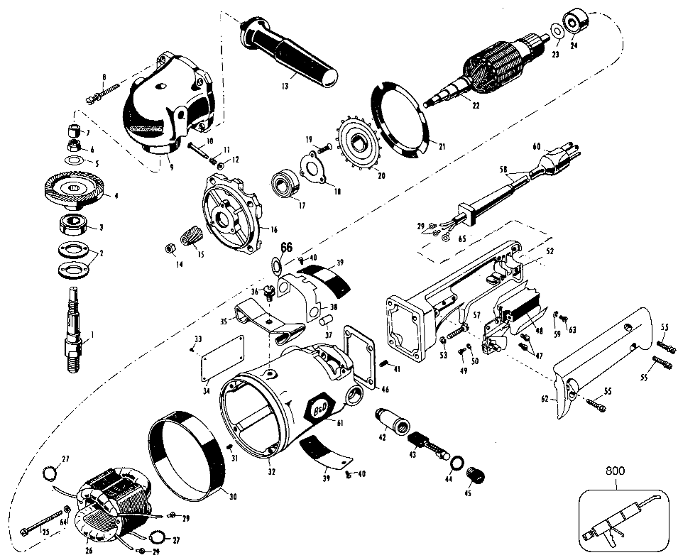 Default Diagram and Parts List for B4052 Type 1 Black and Decker Sander